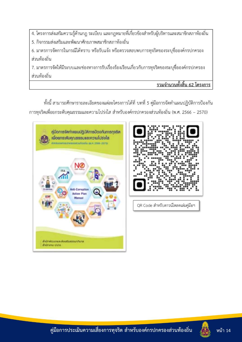 ประชาสัมพันธ์ "คู่มือการประเมินความเสี่ยงการทุจริต สำหรับองค์กรปกครองส่วนท้องถิ่น"