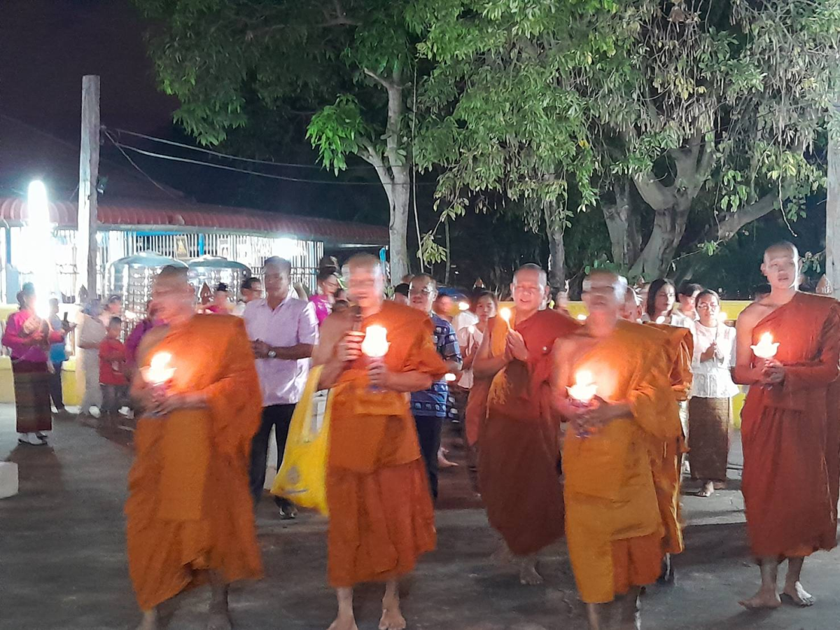 ร่วมกิจกรรมเวียนเทียนวันมาฆบูชา เนื่องในวันสำคัญทางพระพุทธศาสนา ณ วัดศิริมังคลาราม(วัดโนนเหลื่อม)