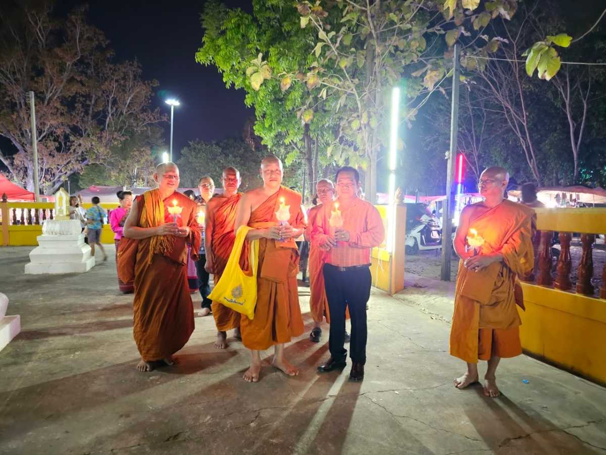 ร่วมกิจกรรมเวียนเทียนวันมาฆบูชา เนื่องในวันสำคัญทางพระพุทธศาสนา ณ วัดศิริมังคลาราม(วัดโนนเหลื่อม)