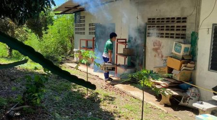 การดำเนินการฉีดพ่นหมอกควันต่อเนื่อง รอบที่ 3 เพื่อควบคุมโรคไข้เลือดออก หมู่ที่ 9 บ้านวังน้ำเขียว