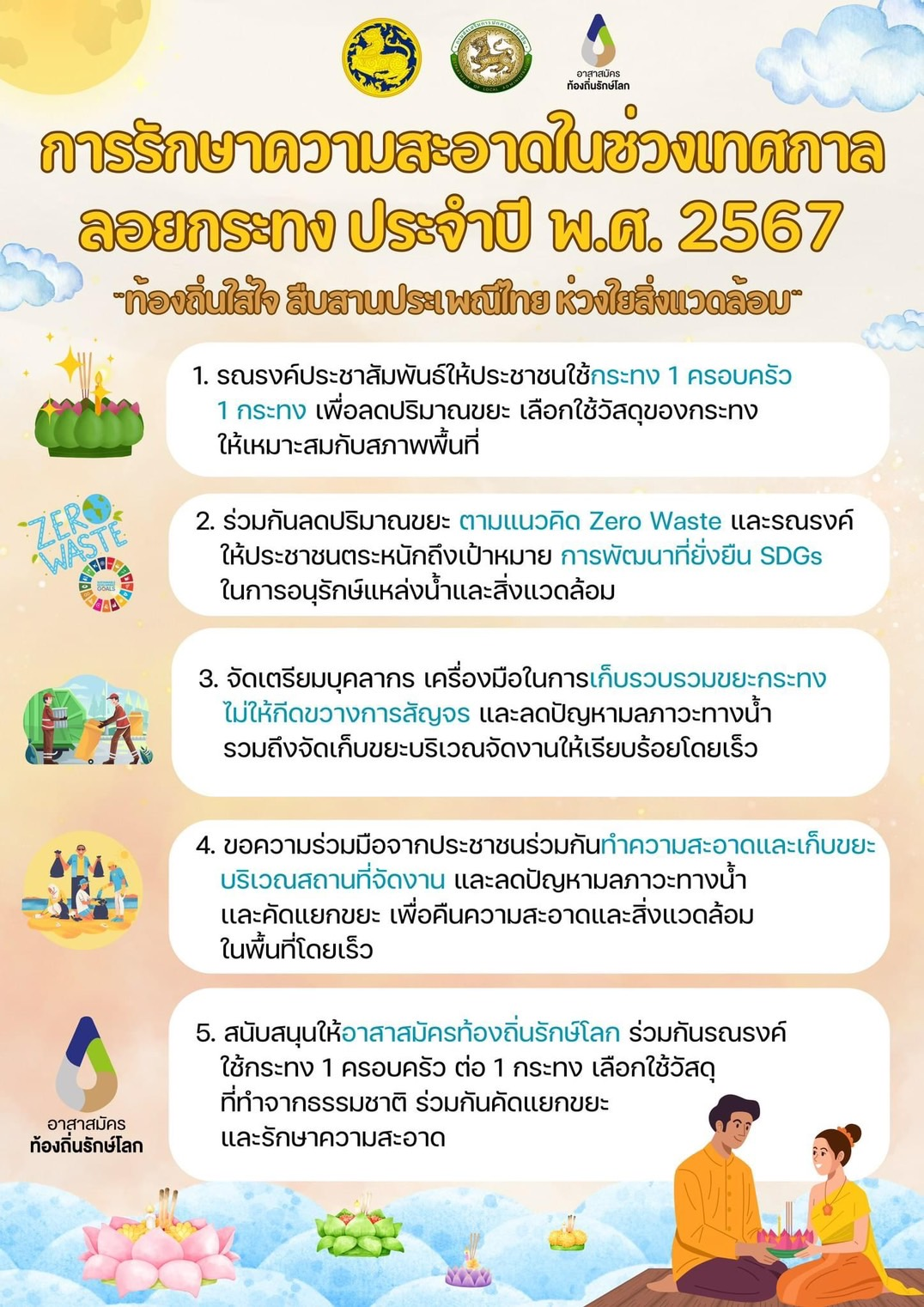 ประชาสัมพันธ์ การจัดกิจกรรมสืบสานประเพณีลอยกระทง  ภายใต้แนวคิด ลอยกระทง วิถีไทย ปลอดภัย ใส่ใจสิ่งแวดล้อม