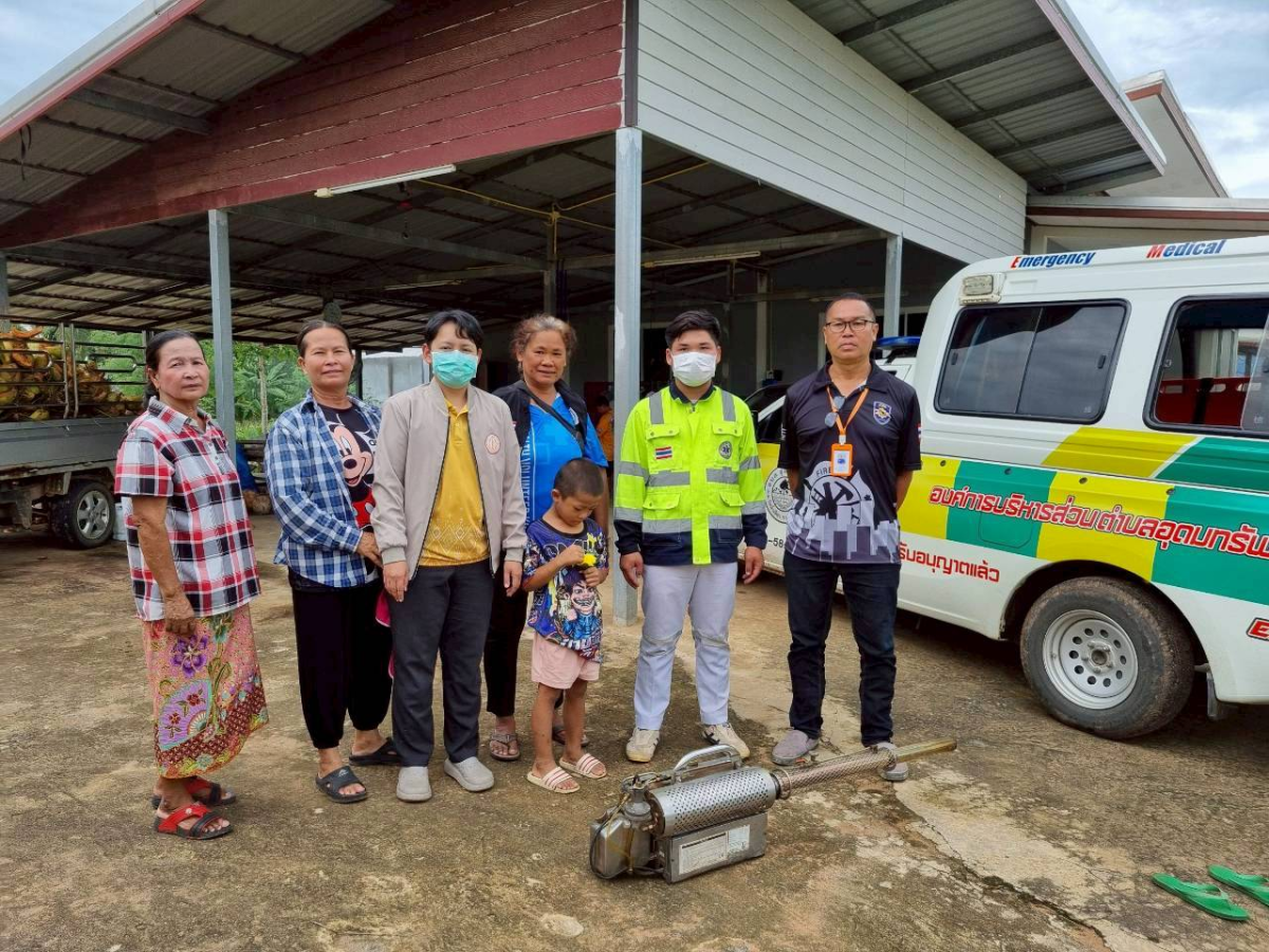 กิจกรรมฉีดพ่นหมอกควันกำจัดลูกน้ำยุงลาย  บริเวณภายในหมู่บ้านโนนงิ้ว