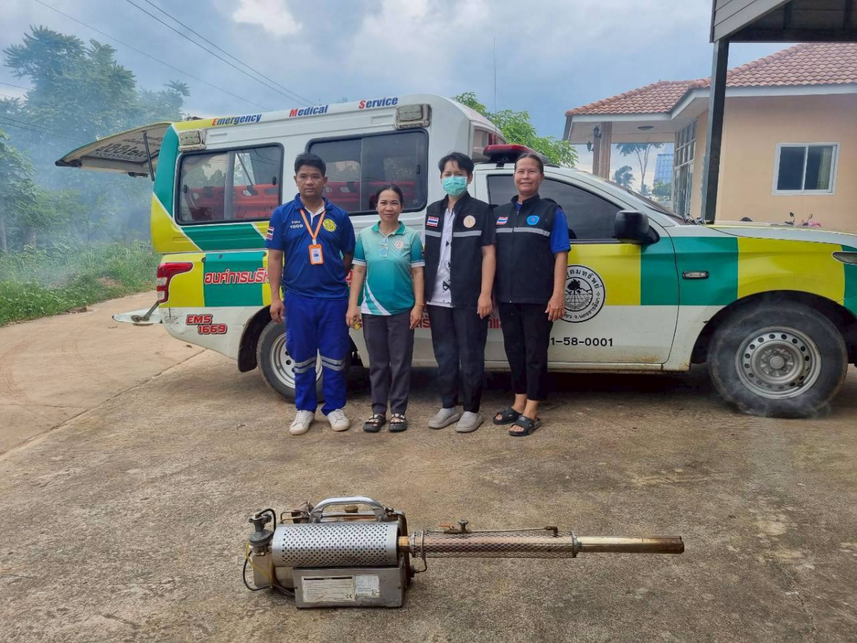 กิจกรรมฉีดพ่นหมอกควันกำจัดลูกน้ำยุงลาย  บริเวณภายในหมู่บ้านโนนงิ้ว
