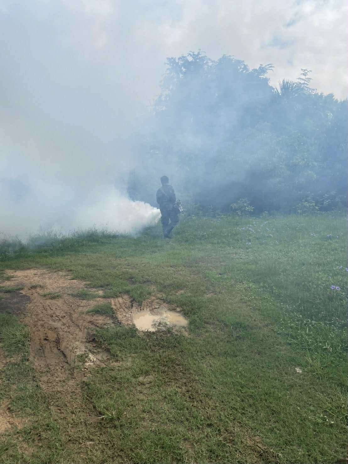 กิจกรรมฉีดพ่นหมอกควันกำจัดลูกน้ำยุงลาย  บริเวณภายในหมู่บ้านตะกุดรัง ม.4