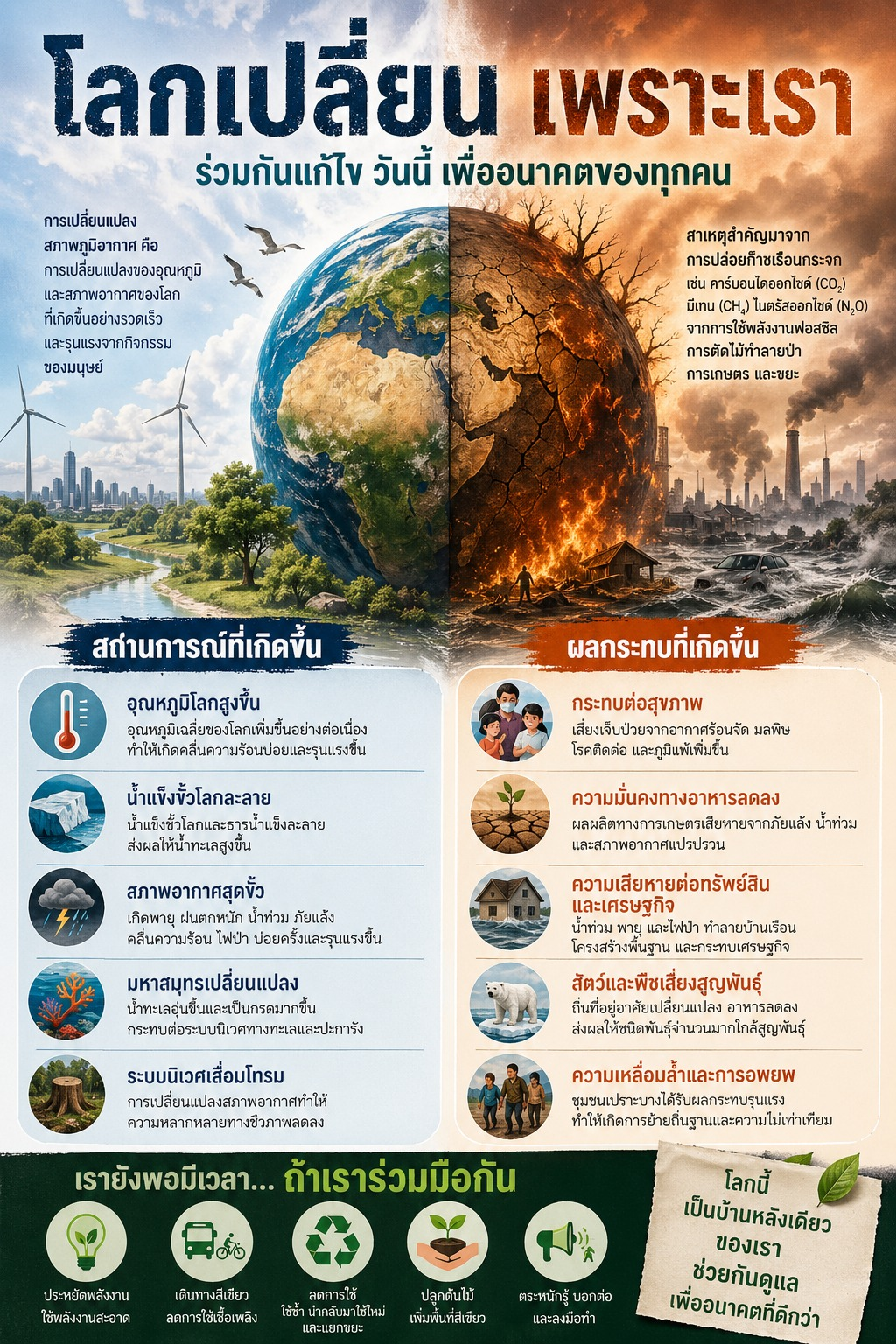 ประชาสัมพันธ์สร้างความตระหนักรู้เกี่ยวกับสถานการณ์และผลกระทบจากการเปลี่ยนแปลงสภาพภูมิอากาศ
