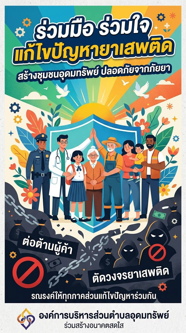  ร่วมรณรงค์เนื่องในวันต่อต้านยาเสพติดโลก 26 มิถุนายน เพื่อสร้างความตระหนักรู้ถึงพิษภัยของยาเสพติด และส่งเสริมให้ประชาชนร่วมกันป้องกัน แก้ไข และเฝ้าระวังปัญหายาเสพติดในชุมชนอย่างยั่งยืน 